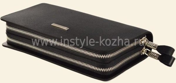 Мужская черная Барсетка MontBlanc на двух молниях