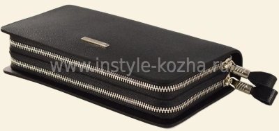 Мужская черная Барсетка MontBlanc на двух молниях